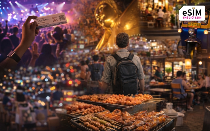 Kết nối eSIM 17 Pro Max giúp trải nghiệm du lịch Bangkok luôn mượt mà và đầy cảm hứng.